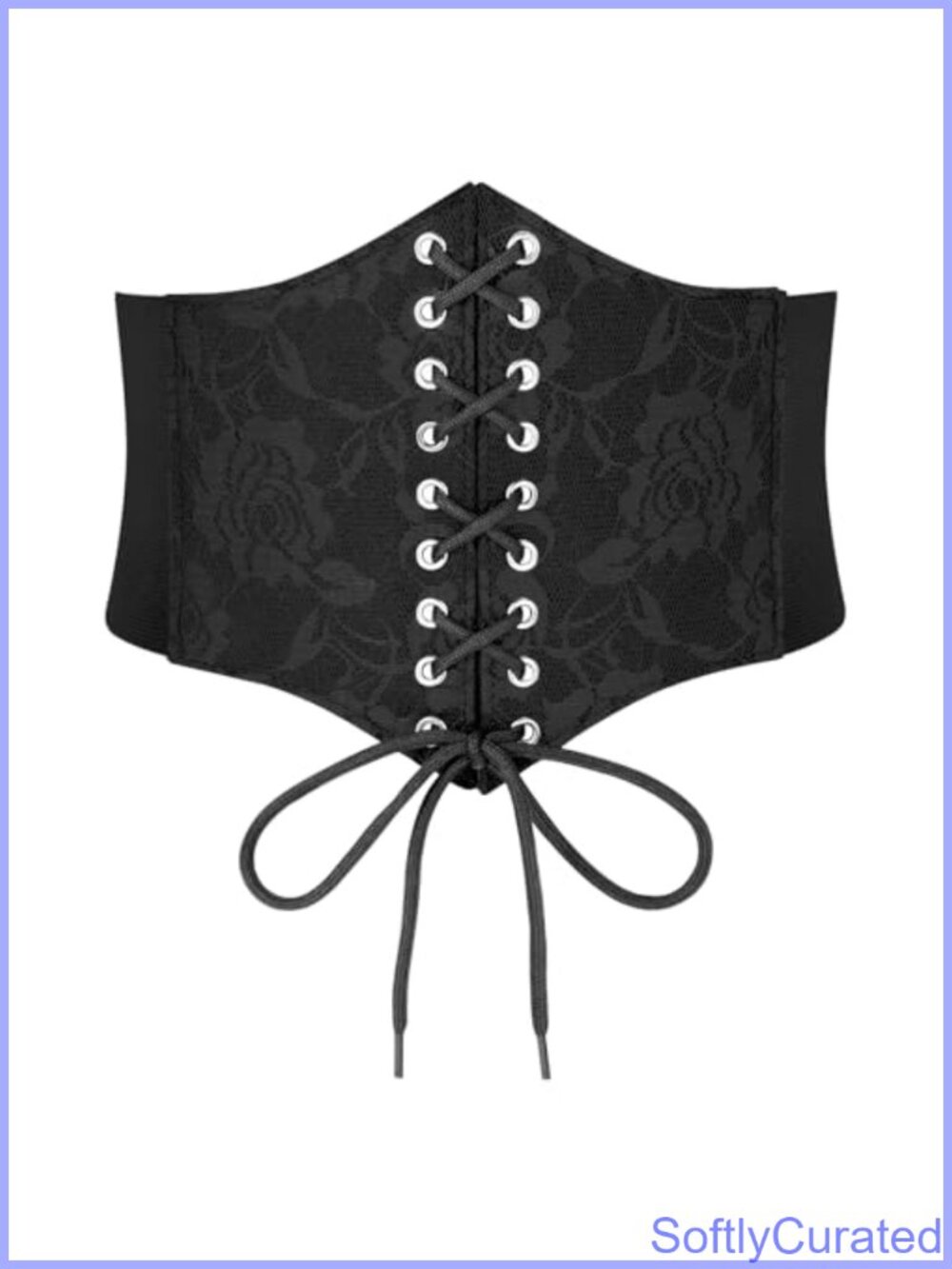 Lace Floral Corset Belt Wide Elastic Waist Lace-Up Stretch Cinch Belt